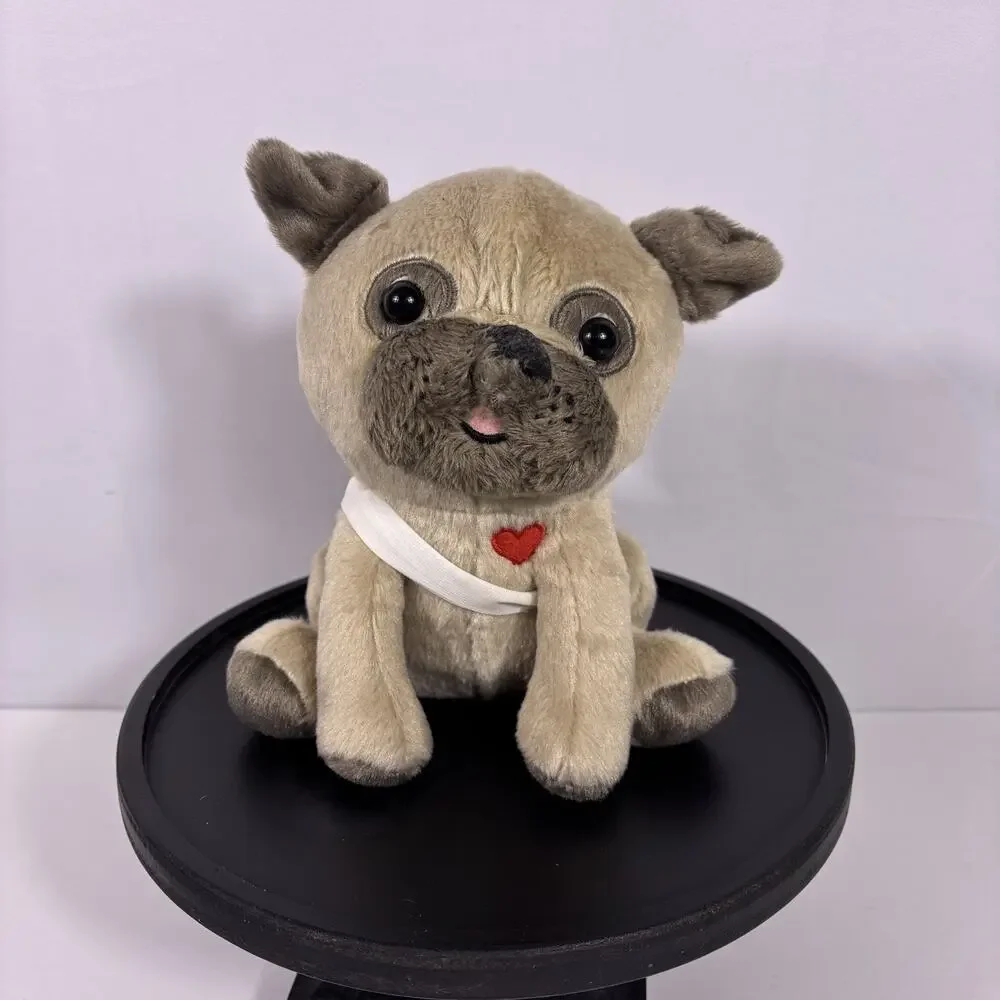 Hallmark Pug Plush Stuffed Animal w/ Heart Angel Wings 8” Cute Dog Valentine